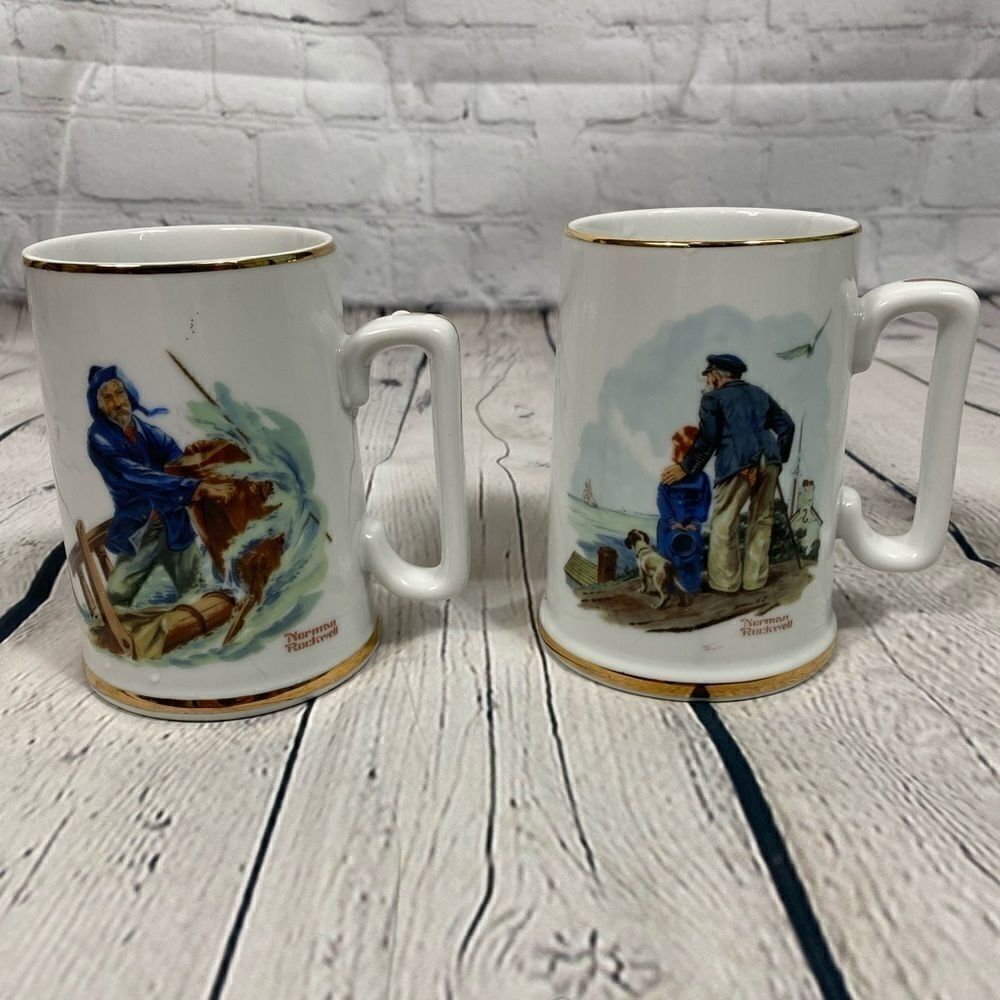 Norman Rockwell Collectible Cups (2)